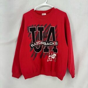 Vintage Hanes Arkansas Razorbacks UA Sweatshirt Red Crewneck Adult Large